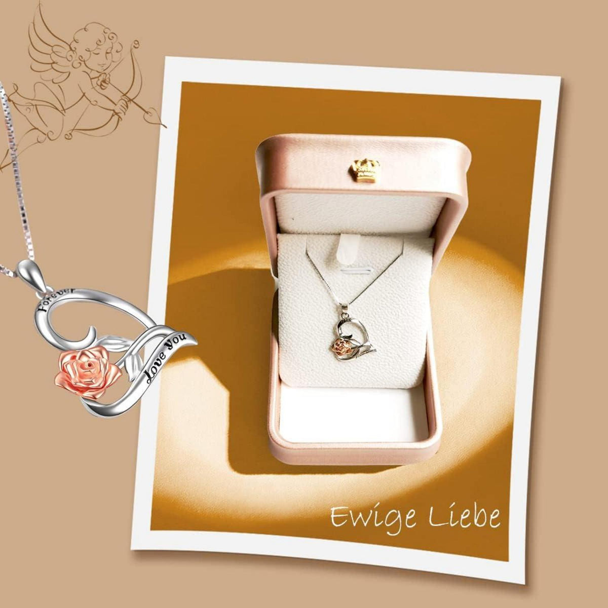 Herzkette Damen 925 Sterlingsilber Rosenanhänger SEO optimiert