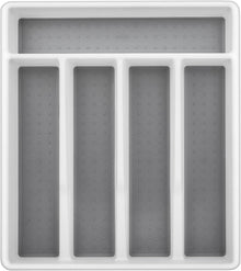 Besteckkasten Kunststoff mit 5 Fächern 32,5x29x4,5cm Weiß Grau
