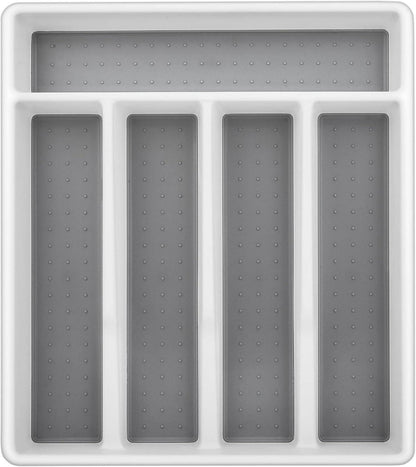 Besteckkasten Kunststoff mit 5 Fächern 32,5x29x4,5cm Weiß Grau