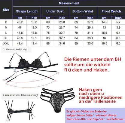 Avidlove Spitzen Dessous Set Damen Reizwäsche BH Slip XL Marineblau