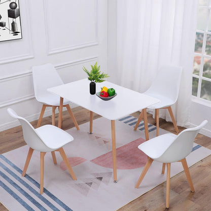 Esszimmergruppe Weiß mit Esstisch 110cm & 4 Stühlen