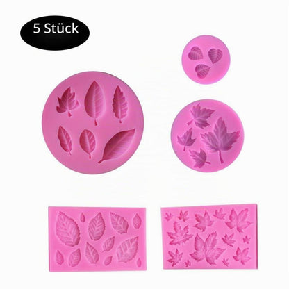 Silikonform Blätter 5er Set – Fondant & Schokolade DIY