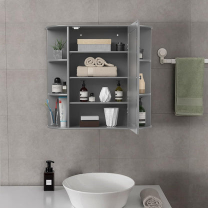 Hängender Spiegelschrank mit Ablagen – Grau, 65x17x63 cm