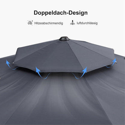 Sonnenschirm Ampelschirm 400 cm Gartenschirm UV50+ Grau