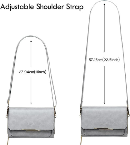 Damen Kleine Umhängetasche Crossbody Handytasche PU Leder Ölwachs Grau