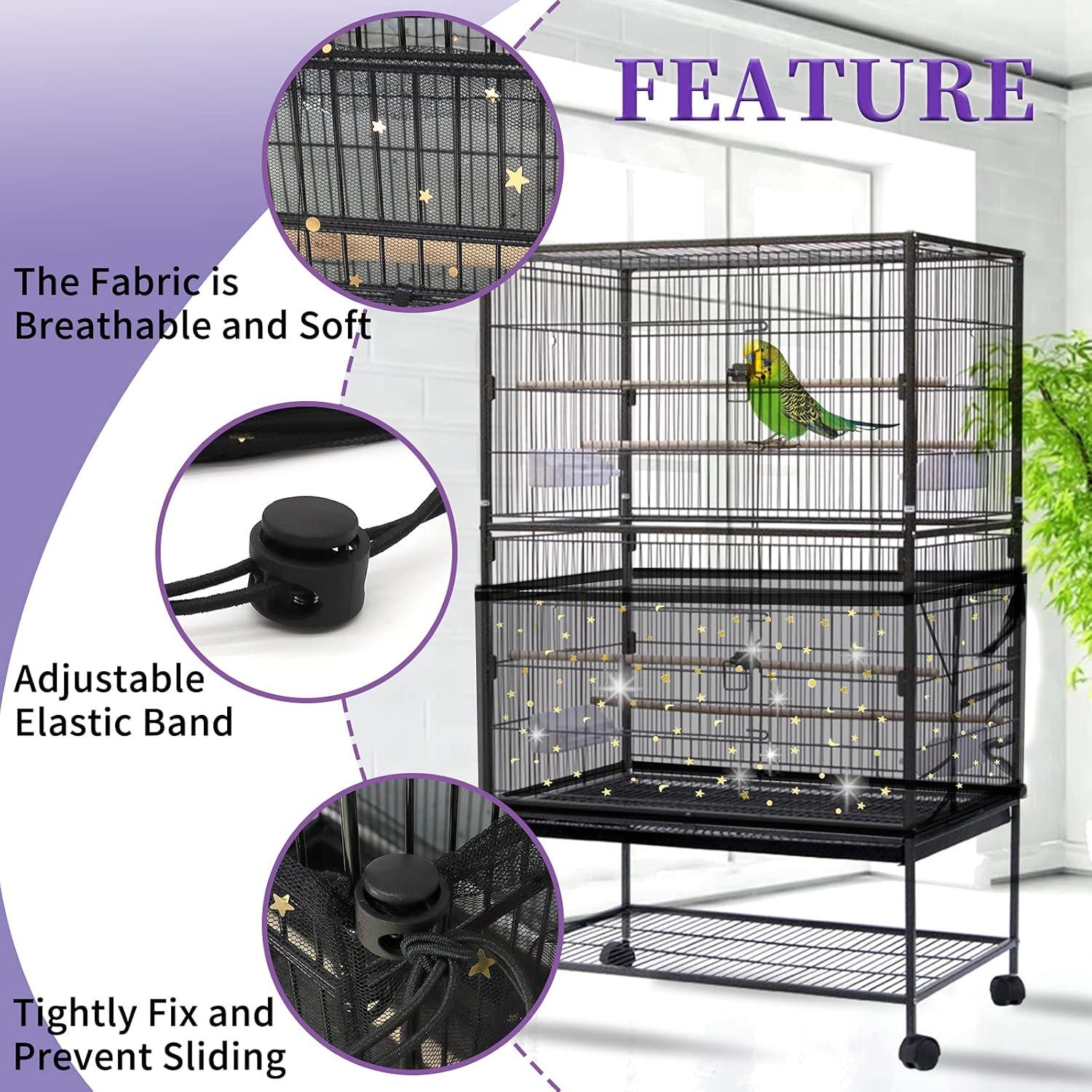 Vogelkäfig Abdeckung Set Schwarz Weiß Pailletten Upgrade