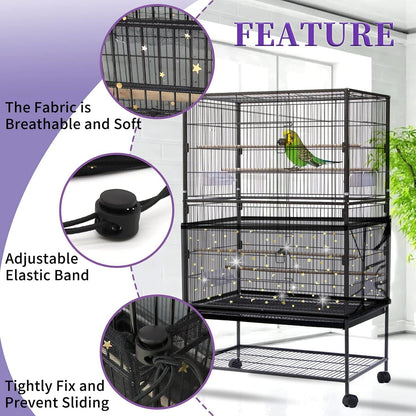Vogelkäfig Abdeckung Set Schwarz Weiß Pailletten Upgrade