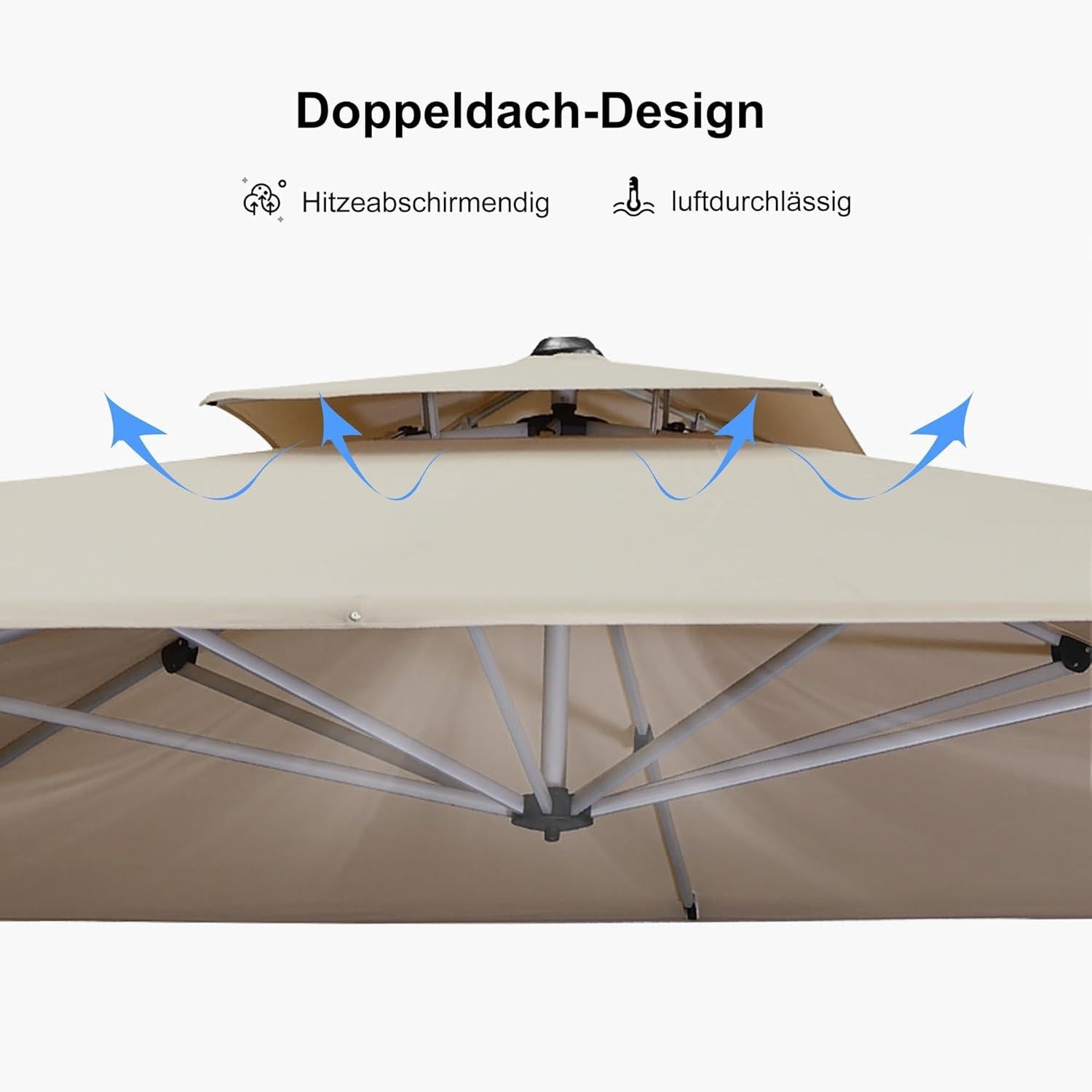 Sonnenschirm Ampelschirm 300x300 cm Drehbar UV50+ Beige