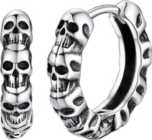 Sterling Silber Totenkopf Ohrstecker Punk Creolen Modeschmuck