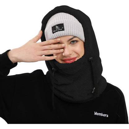 Sturmhaube Fleece Balaclava Damen Herren Winter Thermo Skimütze Schwarz