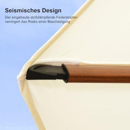 Alu Holzoptik Ampelschirm 300x400 cm Rechteckig Doppeldach Cream