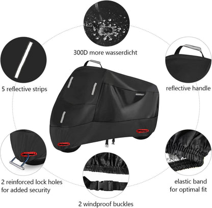 Motorradabdeckung 300D Oxford Wasserdicht Reflektierend XXXL