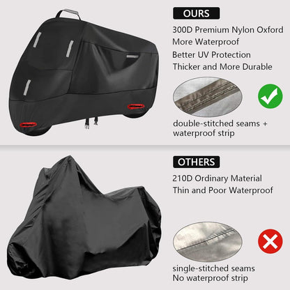 Motorradabdeckung Wasserdicht 300D Oxford Abdeckplane XXL Silber