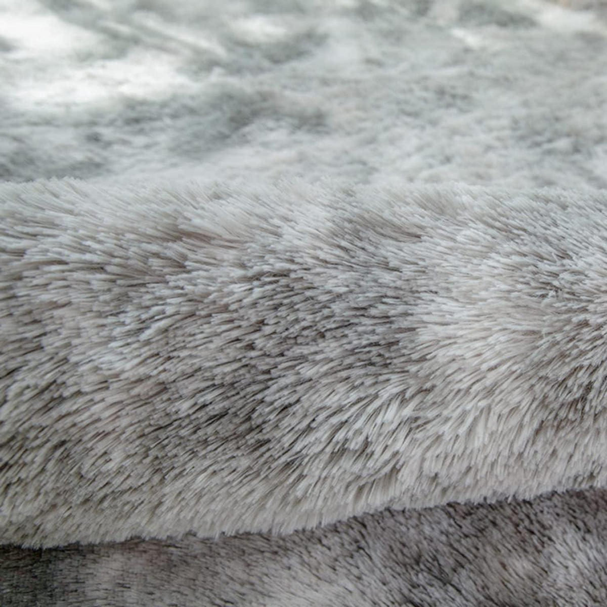 Hochflor Teppich Grau Weiß 200x200 cm Flauschig Weich