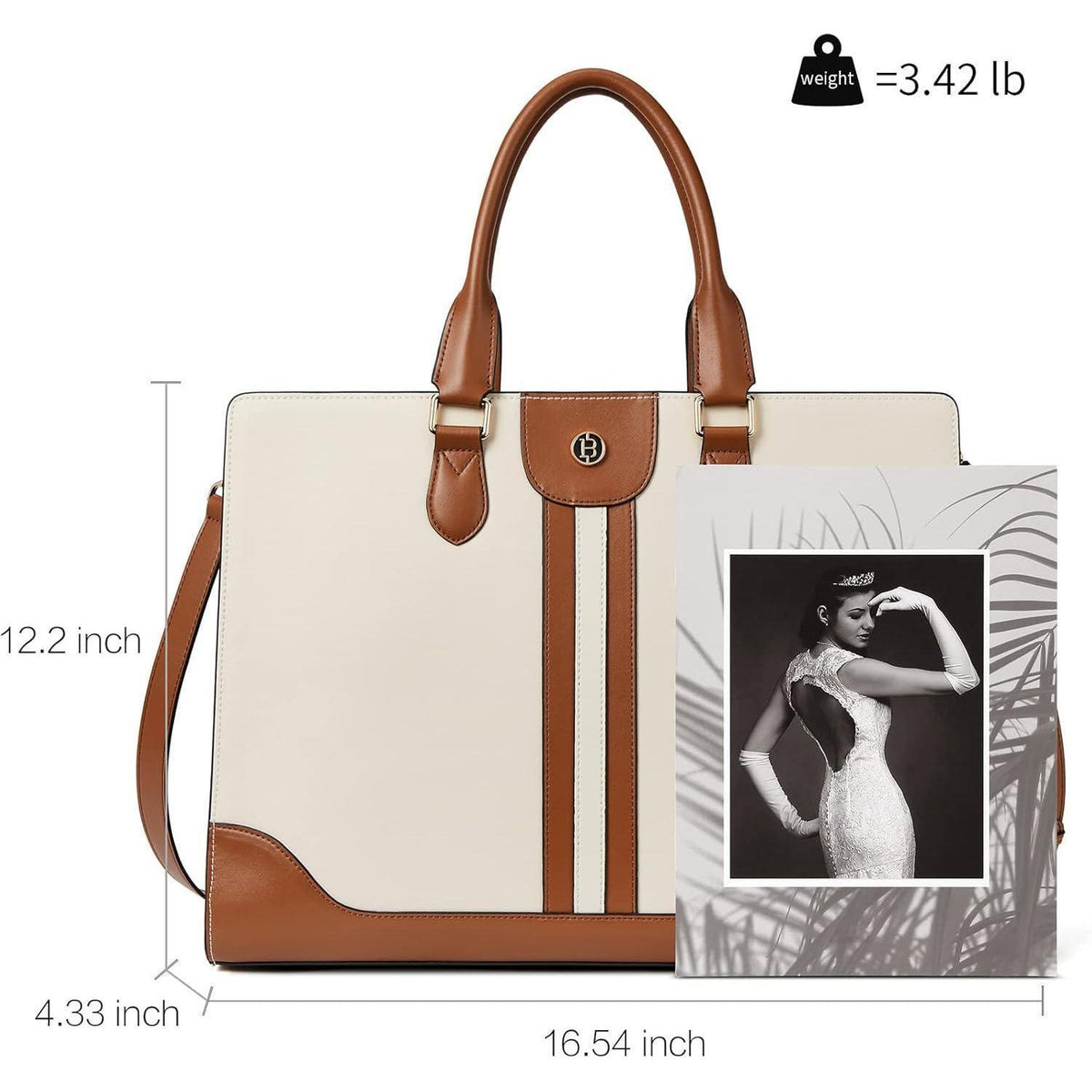 Damen Aktentasche für 15.6 Zoll Laptop, Schultertasche Arbeitstasche in Lederoptik