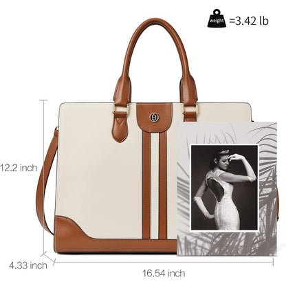 Damen Aktentasche für 15.6 Zoll Laptop, Schultertasche Arbeitstasche in Lederoptik
