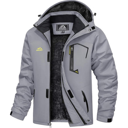 Herren Winterjacke wasserdicht warm gefüttert mit Kapuze XL Hellgrau
