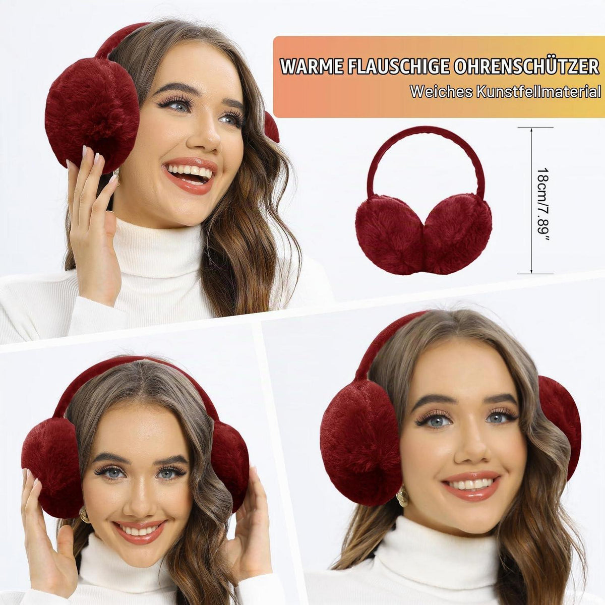 Mützen-Schal-Handschuh-Set Damen 5-teilig Weinrot
