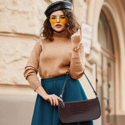 Aucuu Umhängetasche Krokoprägung Retro Classic Damen Handtasche