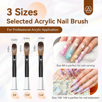 Saviland Acryl Nailart Pinsel Set Größe 8/10/14 Frauen