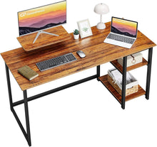 Schreibtisch mit Stauraum 140cm Monitorständer Walnuss
