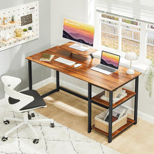 Schreibtisch 140cm mit Stauraum und Monitorständer Walnuss