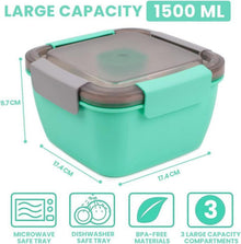 Bugucat Brotdose Lunchbox 1500MLmit 4 Fächern Salatschüssel