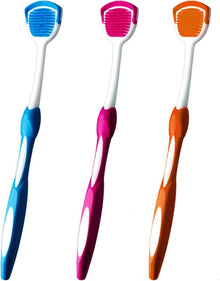 Zungenschaber Set 3-teilig Blau Orange Rot Zungenbürste