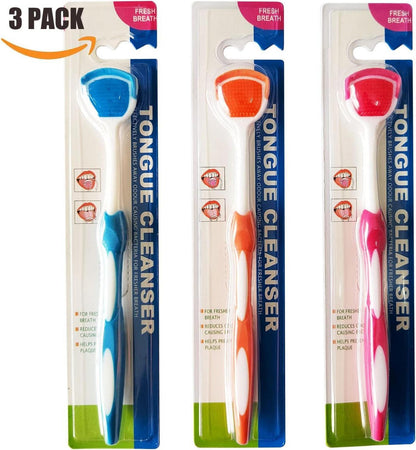 Zungenschaber Set 3-teilig Blau Orange Rot Zungenbürste