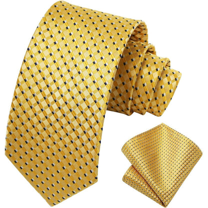 Krawatten & Einstecktuch Set Herren Gelb Gepunktet Formell Elegant