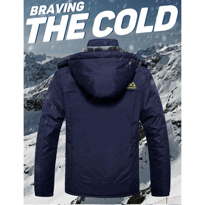 Herren Fleecejacke Winter Warm Gefüttert Winddicht Wasserdicht Dunkelblau S