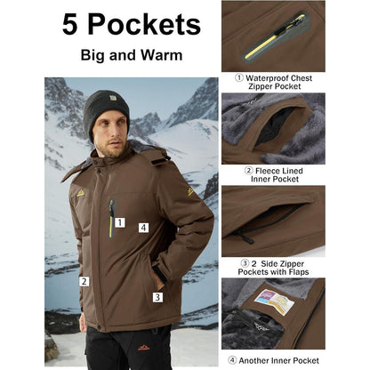 Herren Fleecejacke Winter Warm Gefüttert Winddicht Wasserdicht