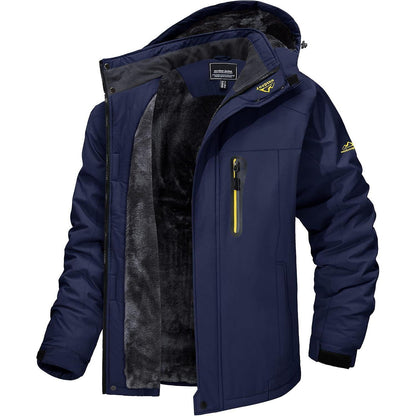 Herren Fleecejacke Winter Warm Gefüttert Skijacke Dunkelblau XXL