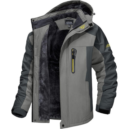 Herren Fleecejacke Winter Warm Gefüttert Winddicht Wasserdicht Jacke Grau M