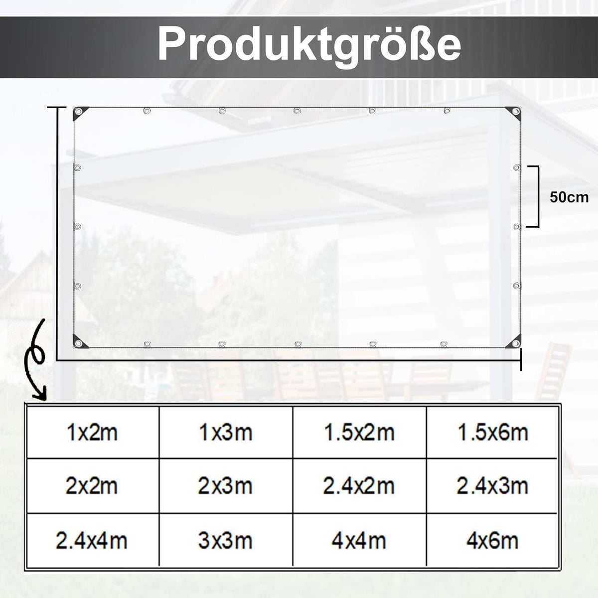 Wasserdichte Abdeckplane 2.4x4m – Transparent & Reißfest