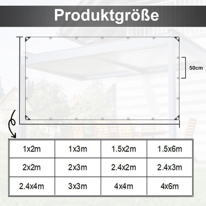 Wasserdichte Abdeckplane 2.4x3m – Reißfest & Transparent mit Ösen