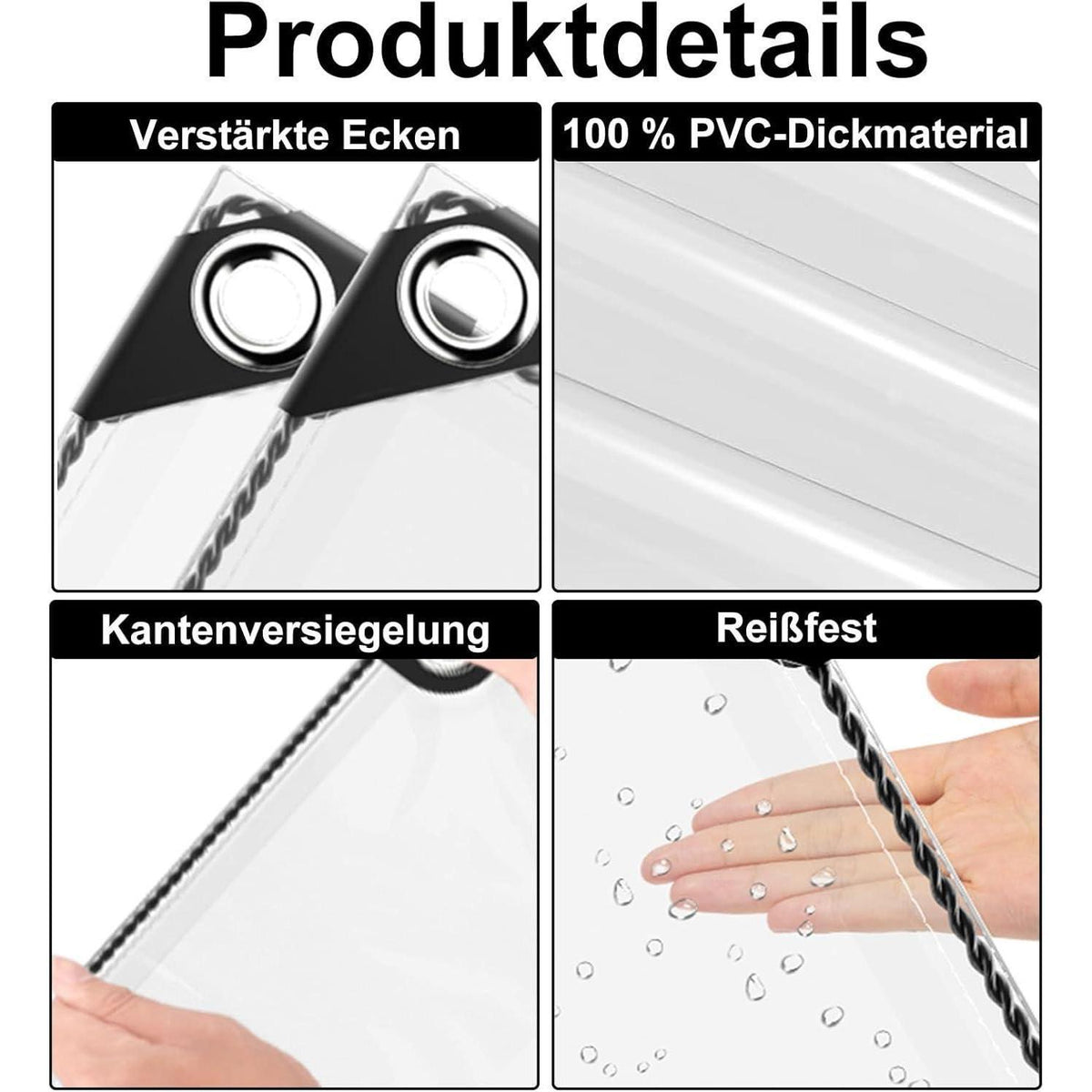 Wasserdichte Abdeckplane 1x2m – Transparent & Reißfest