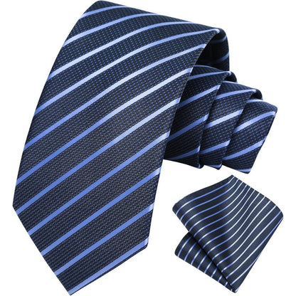 Krawatte & Einstecktuch Set Herren Marineblau Gepunktet Klassisch