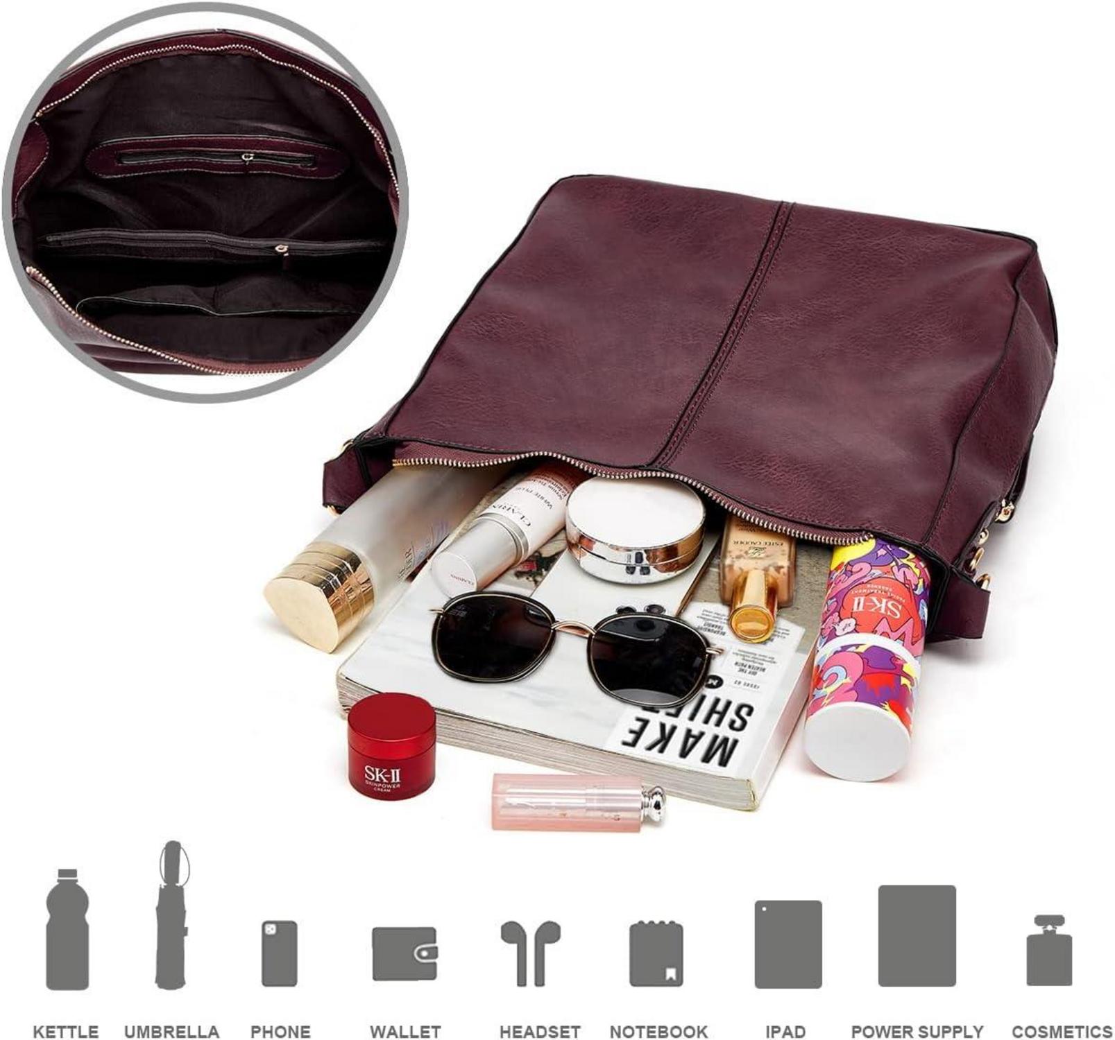 Pahajim Handtaschen Set Damen Vintage Leder 3er Groß Grau