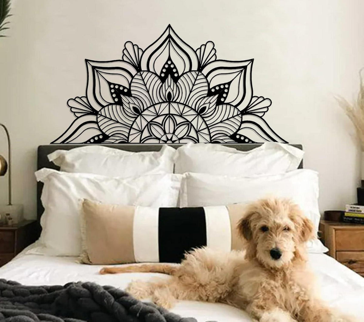 Große Metall-Mandala-Wanddekoration Lotusblumen-Wandkunst