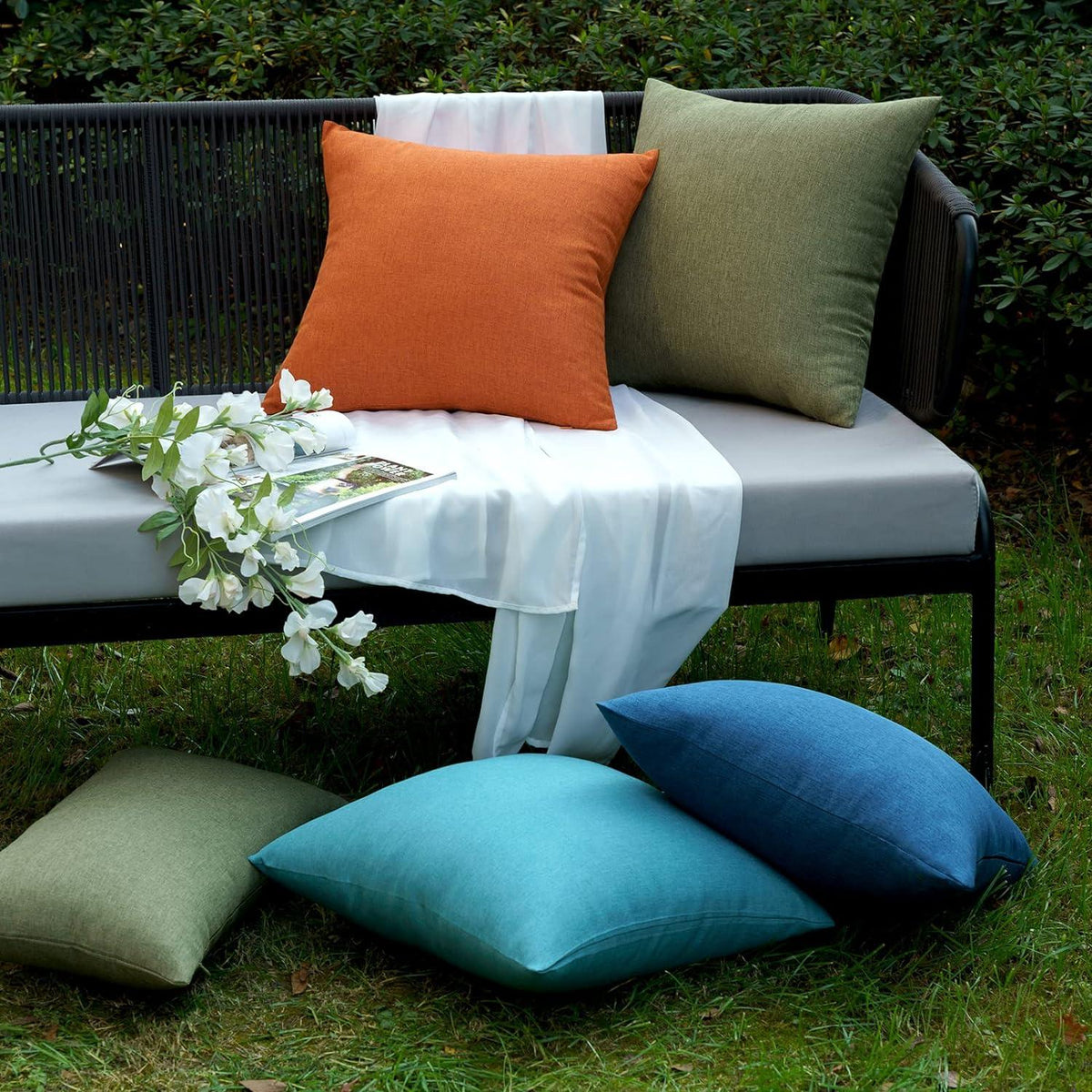 Wasserdichter Outdoor Kissenbezug Set 40x40 cm Navy Blau