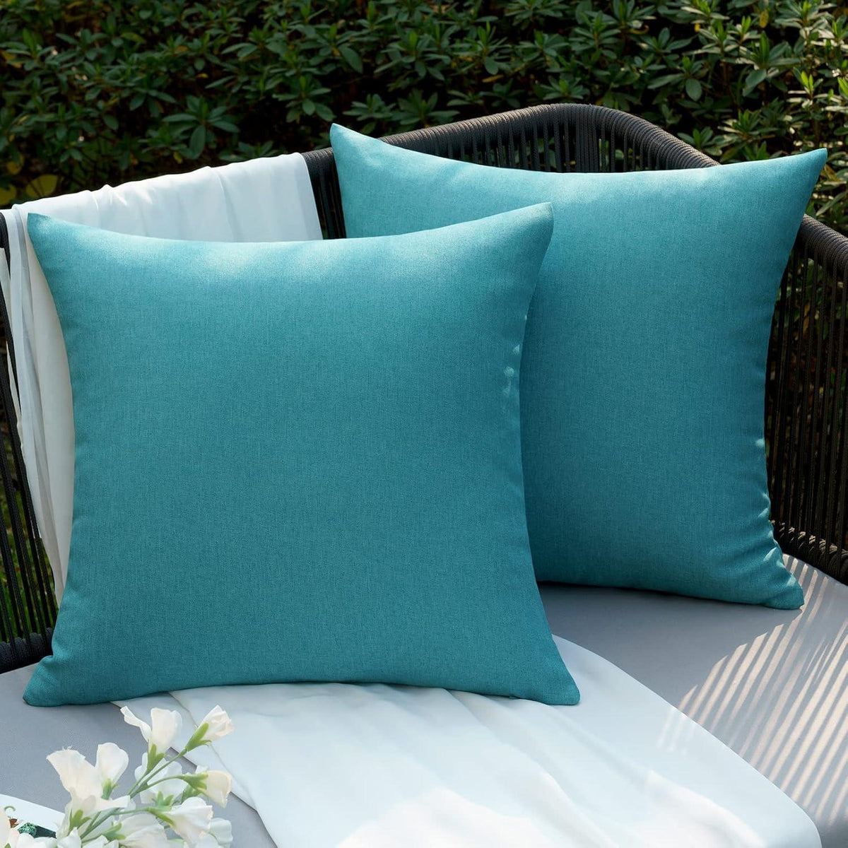 Wasserdichter Outdoor Kissenbezug Deko 40x40cm 2er Set Blau