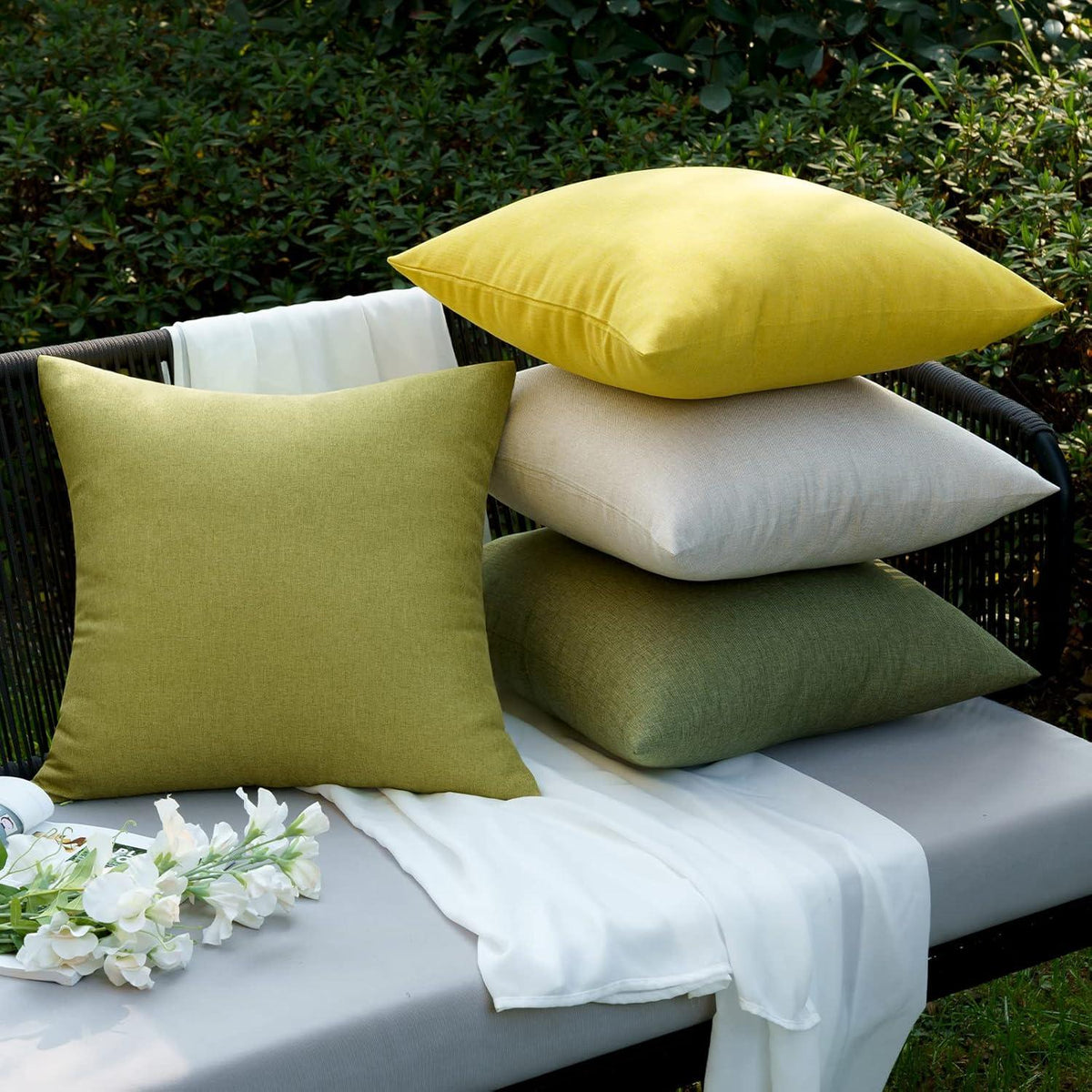 EMEMA Outdoor Kissenbezug Wasserdicht 45x45 cm 2er Set Gras-Grün