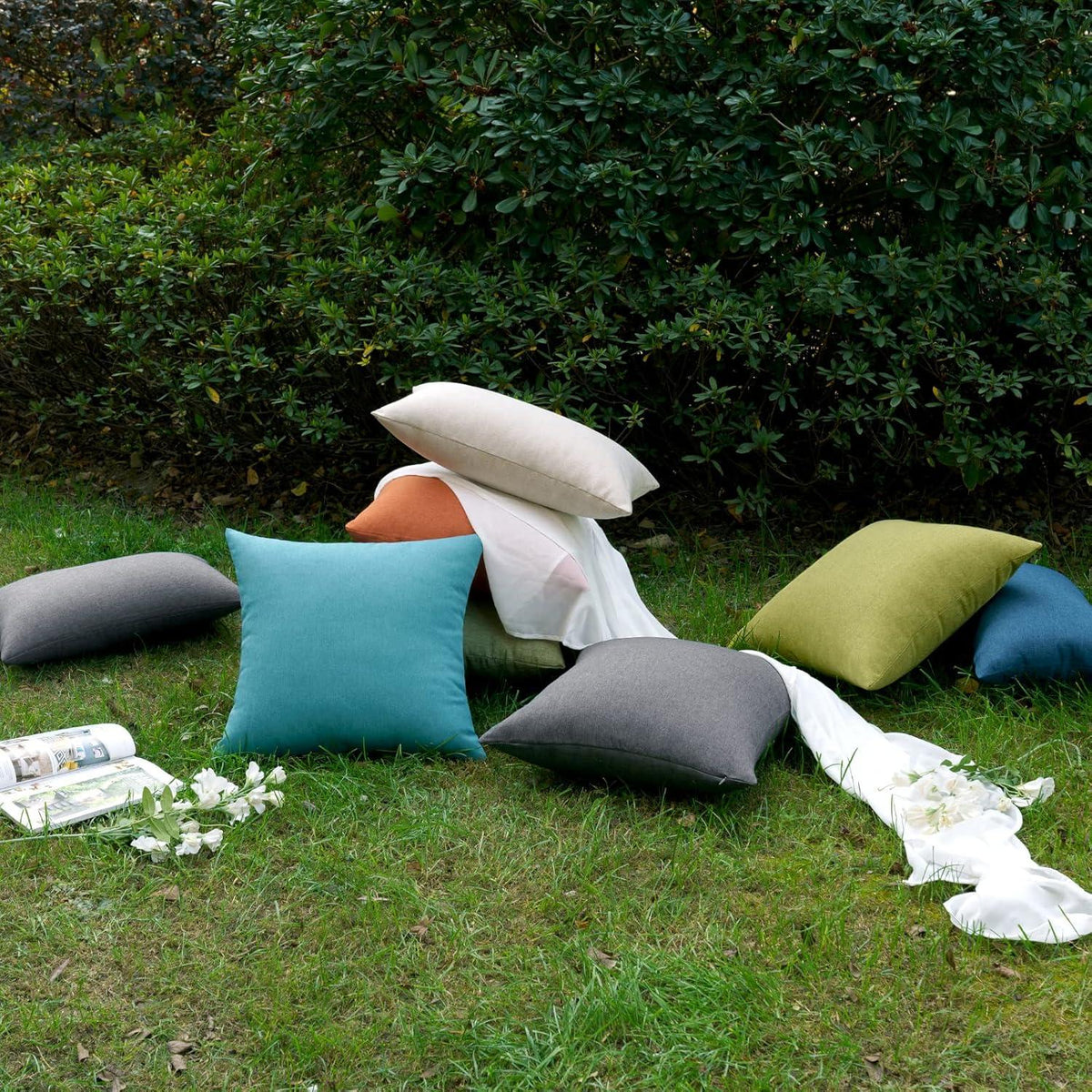 Wasserdichte Outdoor Kissenbezüge 2er Set 30x50cm Pfauenblau