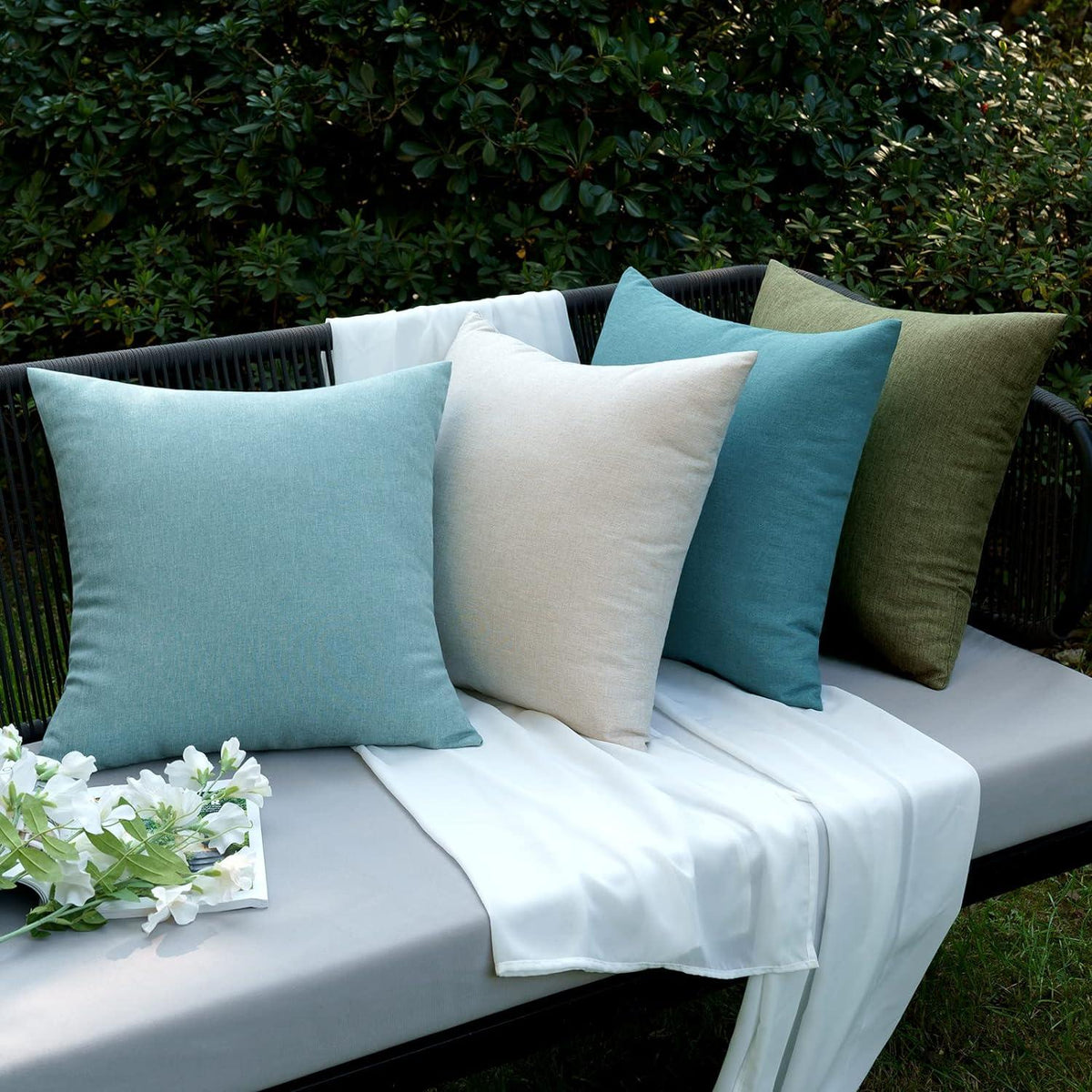 Wasserdichter Outdoor Kissenbezug Set 2er Pack 50x50 cm Blau
