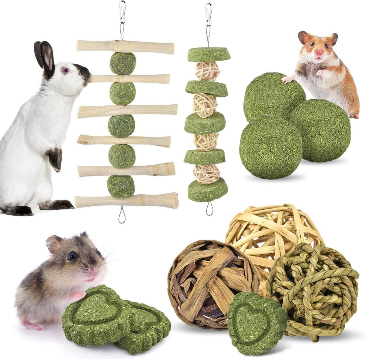 Kaninchen Kauspielzeug 11 Stück Hamster Natürliches Holzspielzeug