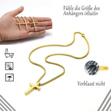 Herren Kreuz Kette Gold Edelstahl Religiöse Halskette 45cm
