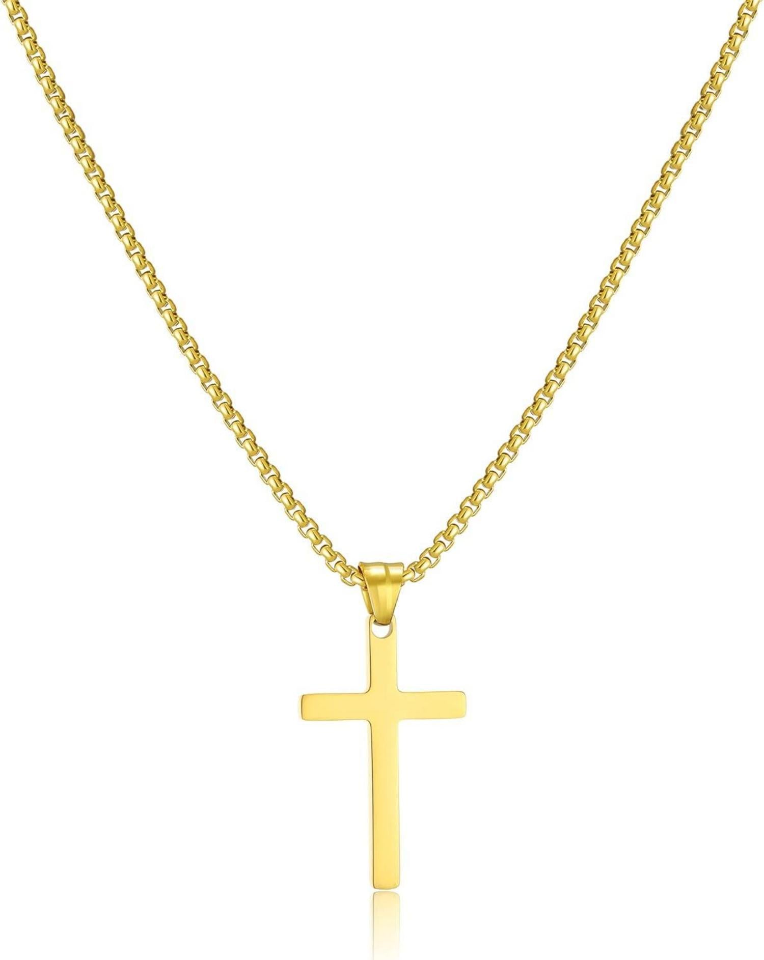 Kreuz Kette Anhänger Christentum Schmuck Herren Gold Symbol Liebe