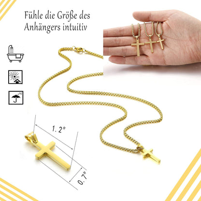 Herren Kreuzkette Gold Kette mit Kreuz Anhänger