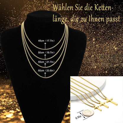 Gold Kreuz Herren Halskette Anhänger Religiöse Schmuck 55cm